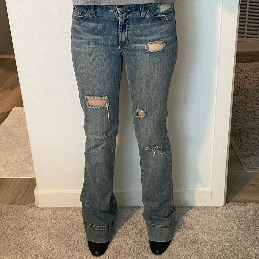 Blue Flare Distressed Jeans